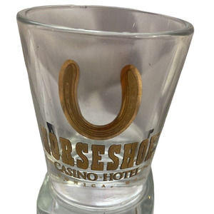 Horseshoe Casino Tunica Mississippi Souvenir Clear with Gold Decal Shot Glass